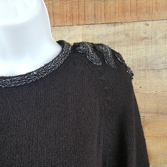 Jump In Sequin Sweater Top Women's Size L Black D89 - Picture 4 of 6